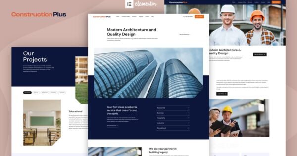Construction Plus – Construction Elementor Pro Template Kit