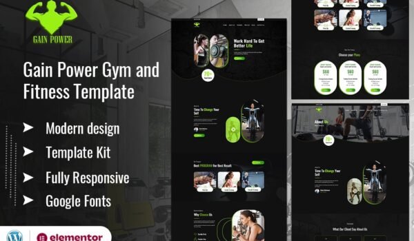 GAIN POWER – Gym & Fitness Elementor Template Kit