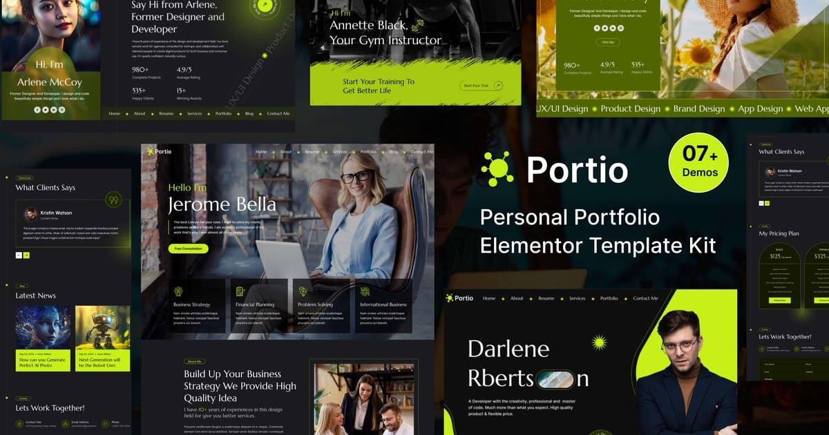 Download Portio – Portfolio Elementor Template Kit WordPress Plugin ...