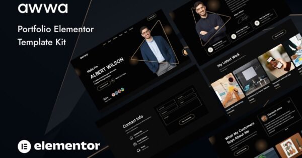 Awwa – Dark Portfolio Elementor Template Kit