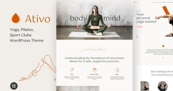 Ativo – Yoga Sport Fitness Pilates Club WordPress