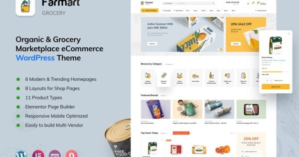 Farmart – Organic & Grocery Marketplace WordPress
