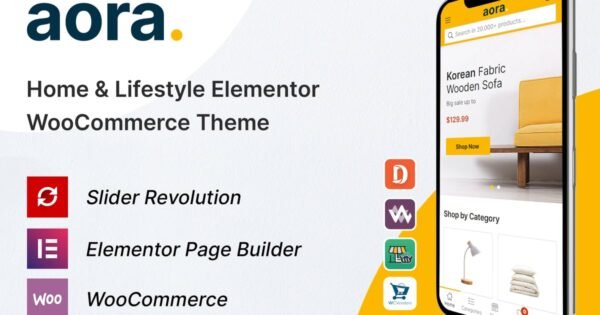 Aora – Home & Lifestyle Elementor WooCommerce Them
