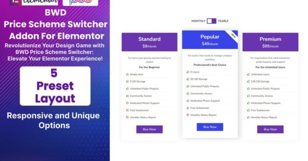 Pricing Scheme Switcher Addon For Elementor