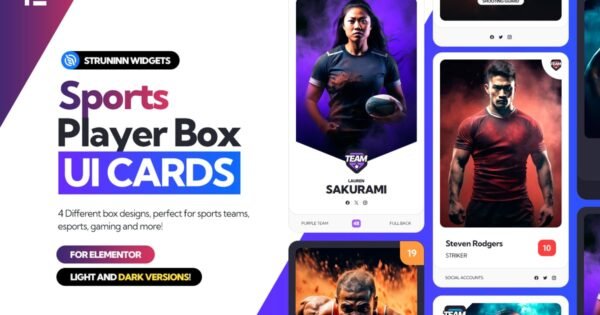 Sports Player Box – Elementor UI Cards