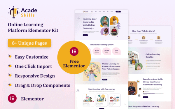 Acade Skills – Online Learning Platform Elementor Kit