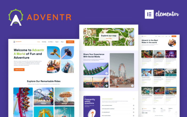 Adventr Free – Water & Amusement Park WordPress Elementor Theme WordPress Theme