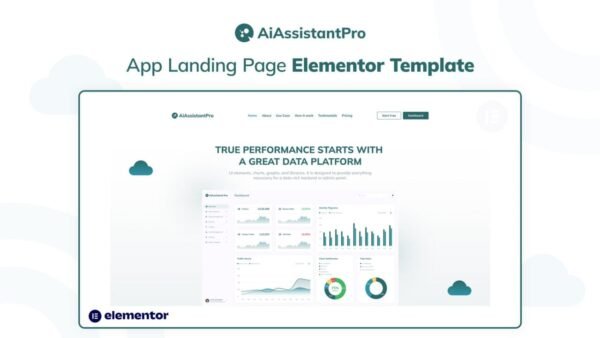 AiAssistantPro – App Landing Page Elementor Template Elementor Kit