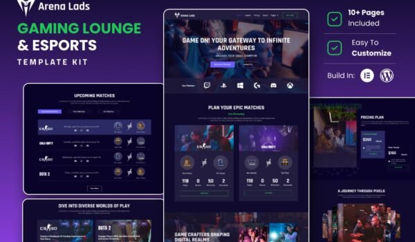 Arena Lads – Esports & Gaming Elementor Template Kit