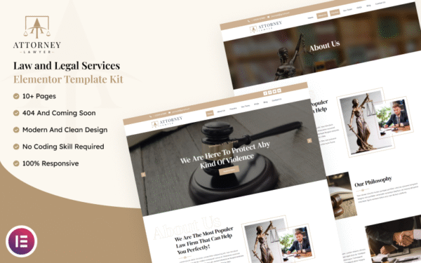 Attorney – Law and Legal Services Elementor Template Kit Elementor Kit