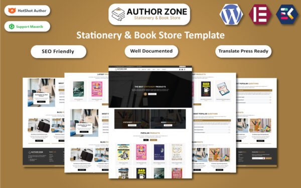 Author Zone – Stationery & Book Store WooCommerce Elementor Template WooCommerce Theme