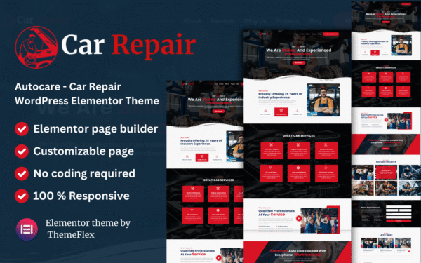 Autocare – Car Repair WordPress Elementor Theme WordPress Theme