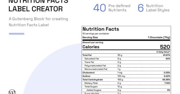 Nutrition Facts Label Creator (Gutenberg Block)