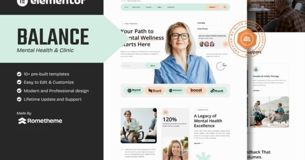 Balance – Mental Health Clinic Elementor Template Kit