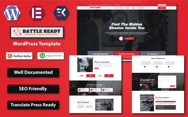 Battle Ready – Shooting Range & Weapon Training WordPress Elementor Template WordPress Theme