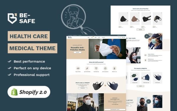 BE SAFE – Health & Medical High level Shopify 2.0 Multi-purpose Responsive Theme Shopify Theme