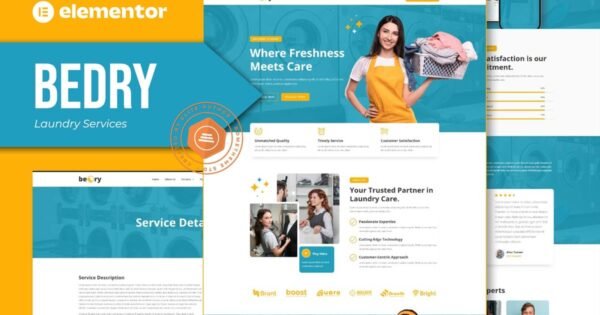 Bedry – Laundry Services Elementor Pro Template Kit