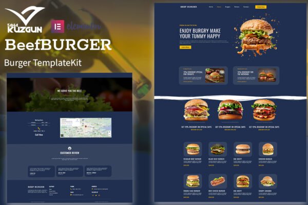 Beef Burger – One Page Elementor Kit