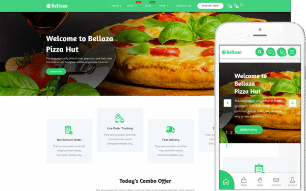 Bellaza – Pizza, Fast Food, Restaurant Ecommerce Website Template WordPress Theme