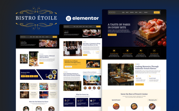 Bistro Etoile — French Restaurant Elementor Template Kit Elementor Kit