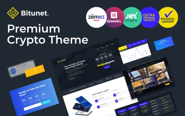 Bitunet – Cryptocurrency WordPress Elementor Theme WordPress Theme