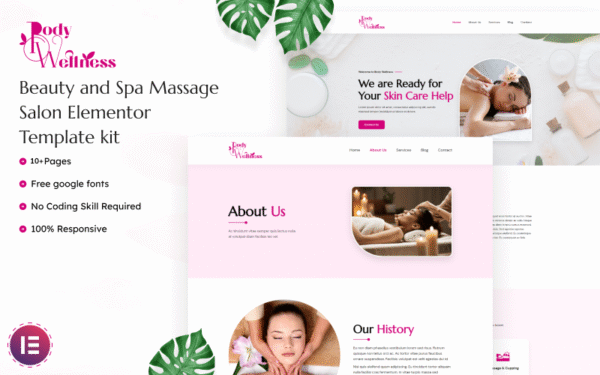 Body Wellness – Beauty and Spa Massage Salon Elementor Template Kit Elementor Kit