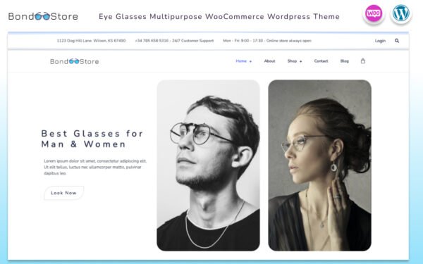 Bond Store – Eye Glasses Multipurpose Shop WooCommerce Wordpress Theme WooCommerce Theme