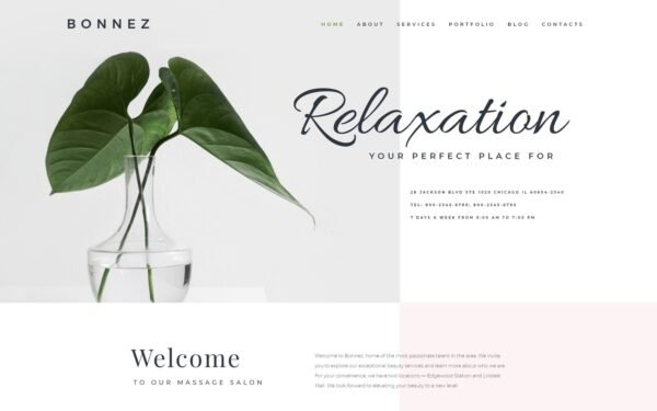 Bonnez – Massage Salon Ready-to-Use Minimal WordPress Elementor Theme WordPress Theme