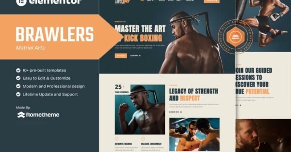 Brawlers – Martial Arts Elementor Template Kit