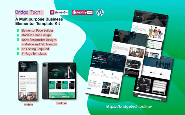 BridgeTech: A multipurpose Business Elementor Template kit Elementor Kit