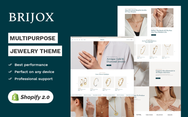 Brijox – A Luxurious Jewelry & Imitation store Shopify 2.0 Multi-purpose Responsive Theme Shopify Theme