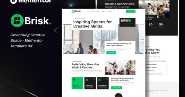 Brisk – Coworking Creative Space Elementor Template Kit