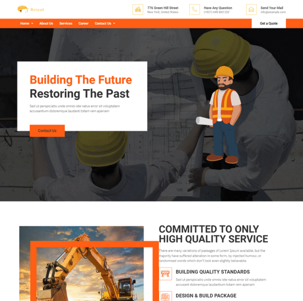 Brixal Construction & Building Elementor Template Kit Elementor Kit