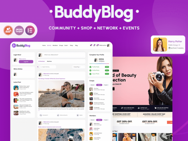 BuddyBlog – Creating Community, E-Commerce, BuddyPress Theme WordPress Theme