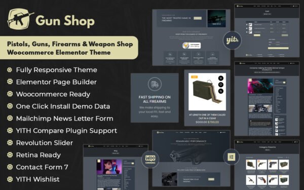BulletCrew – Pistols, Guns, Firearms and Weapon Shop Woocommerce Elementor Theme WooCommerce Theme