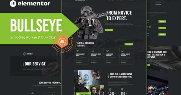 Bullseye – Shooting Range & Gun Club Elementor Template Kit
