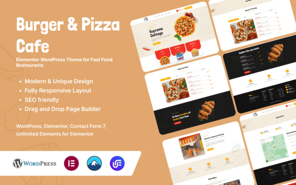 Burger & Pizza Cafe – Elementor WordPress Theme for Fast Food Restaurants