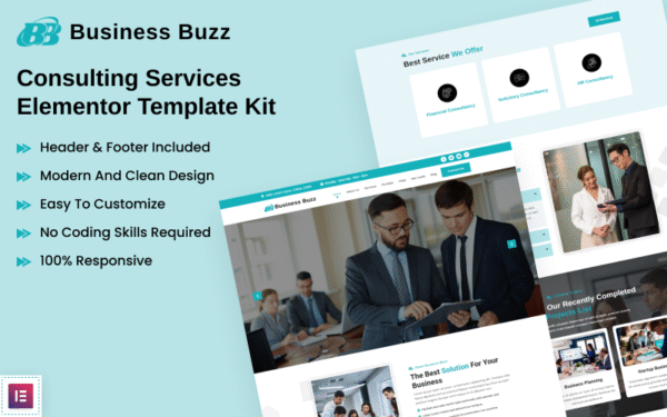 Business Buzz – Consulting Services Elementor Template Kit Elementor Kit