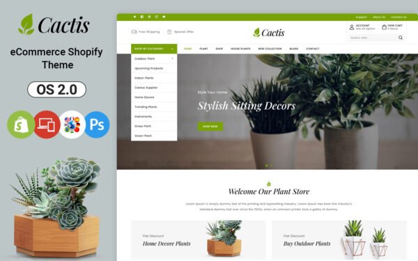 Cactis – Plants and Gardening Tools Online Store Shopify Theme