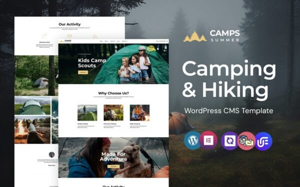 Camps – camping, hiking and adventure WordPress Elementor Theme WordPress Theme