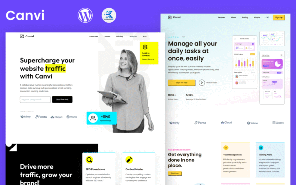 Canvi – gutenbeg WordPress theme for agencies, SaaS and mobile apps WordPress Theme