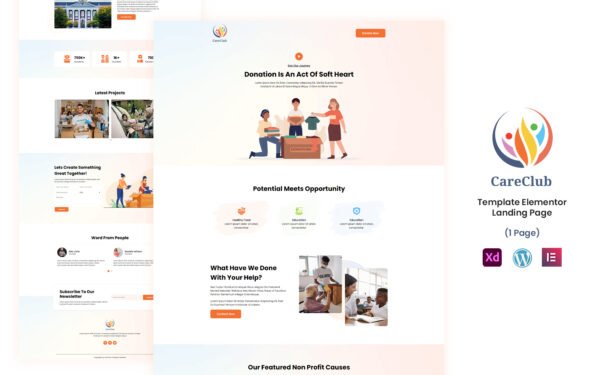 Care Club Elder Care Services Ready to Use Elementor Template Elementor Kit