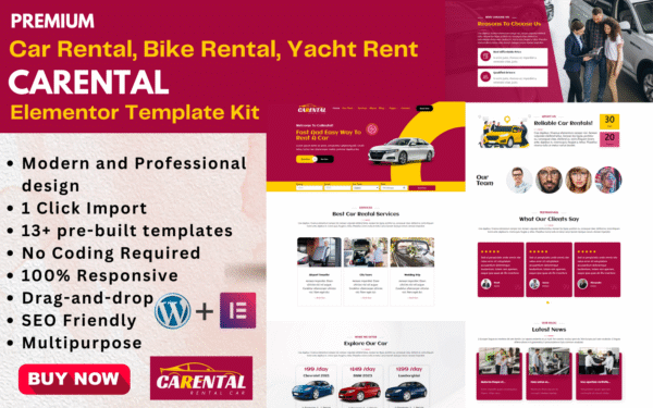 Carental – Car Rental, Bike Rental, or Yacht Rent business Elementor Kit