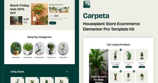 Carpeta – Houseplant Store Ecommerce Elementor Pro Template Kit