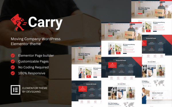 Carry – Moving Company WordPress Elementor Theme WordPress Theme