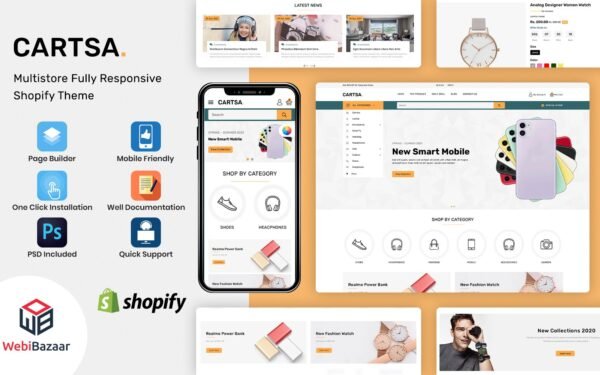 Cartsa – Minimal & Modern MultiStore Shopify Theme