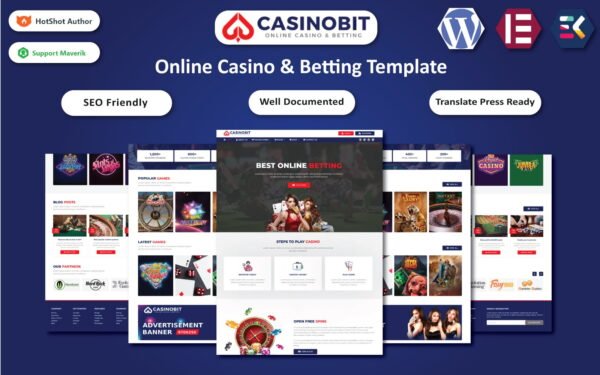 Casino Bit – Online Casino & Betting WordPress Elementor Template WordPress Theme