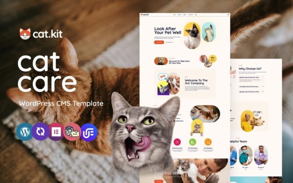 Catkit- Pet Care And Grooming Multipurpose WordPress Elementor Theme WordPress Theme