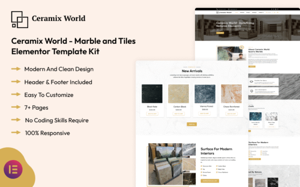 Ceramix World – Marble and Tiles Elementor Template Kit Elementor Kit