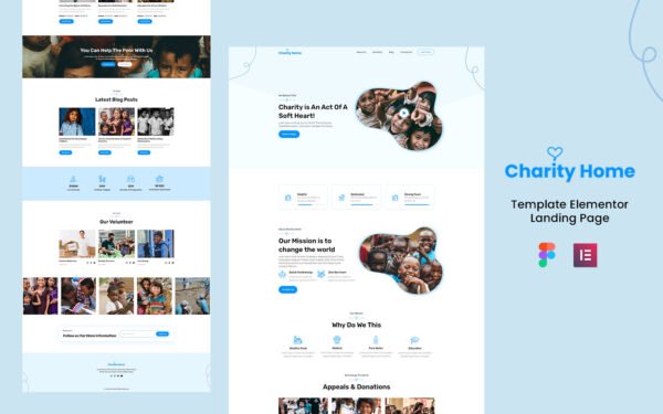 Charity Home – NGO and Charity Services Elementor Landing Page Elementor Kit